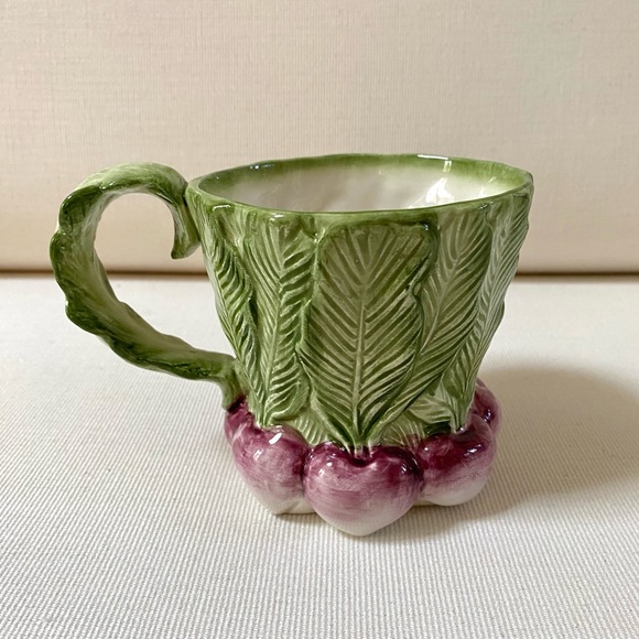 VINTAGE FITZ & FLOYD 1988 VEGETABLE GARDEN TURNIP MUG, HAND PAINTED - Picture 5 of 7